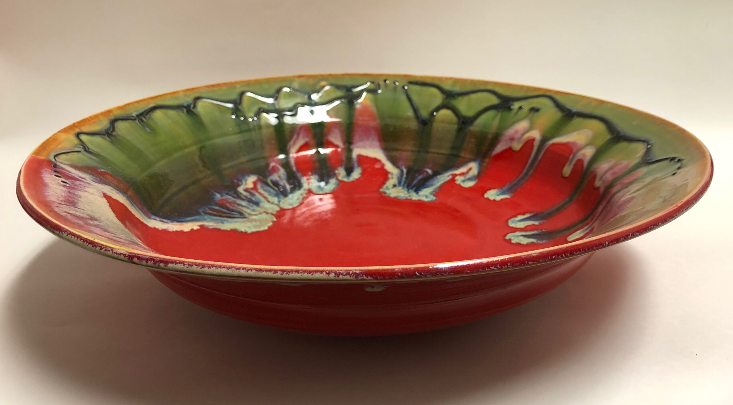 Karen c large red bowl with black slip